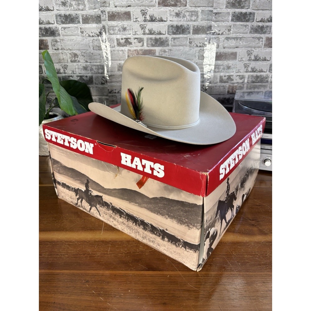 ⭐️Vintage Stetson XXXX 4X Cowboy Hat⭐️Size 7⭐️Tan Western Felt Az-Tex⭐️w/ Box⭐️